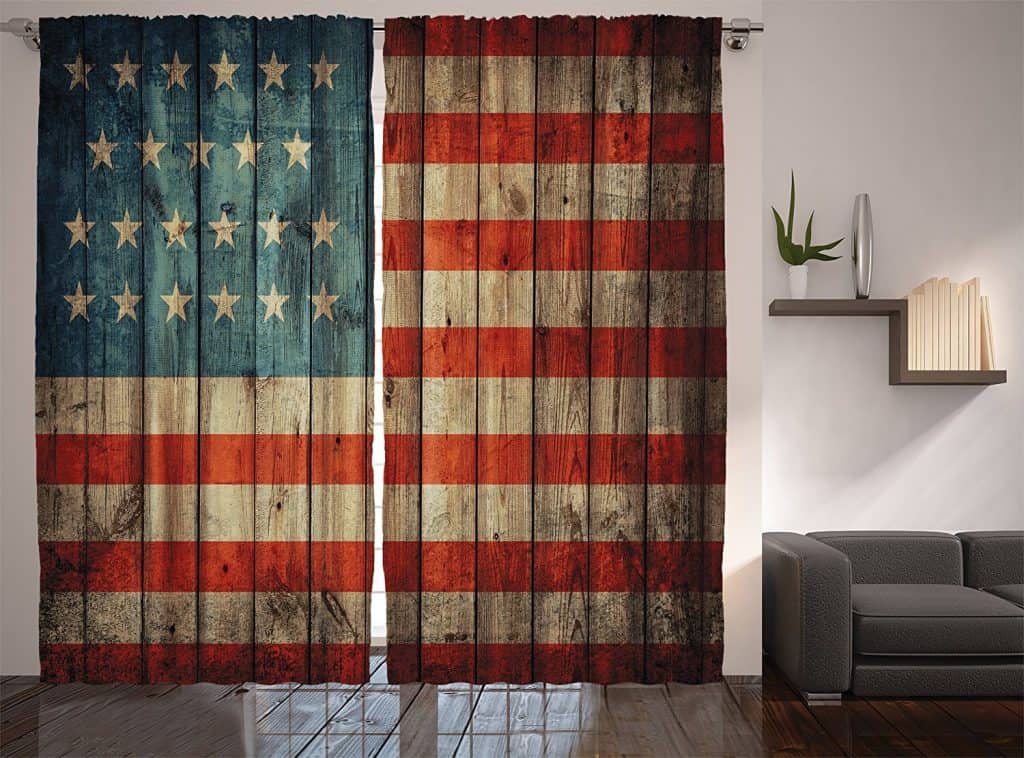 American Usa Flag Curtains By Ambesonne