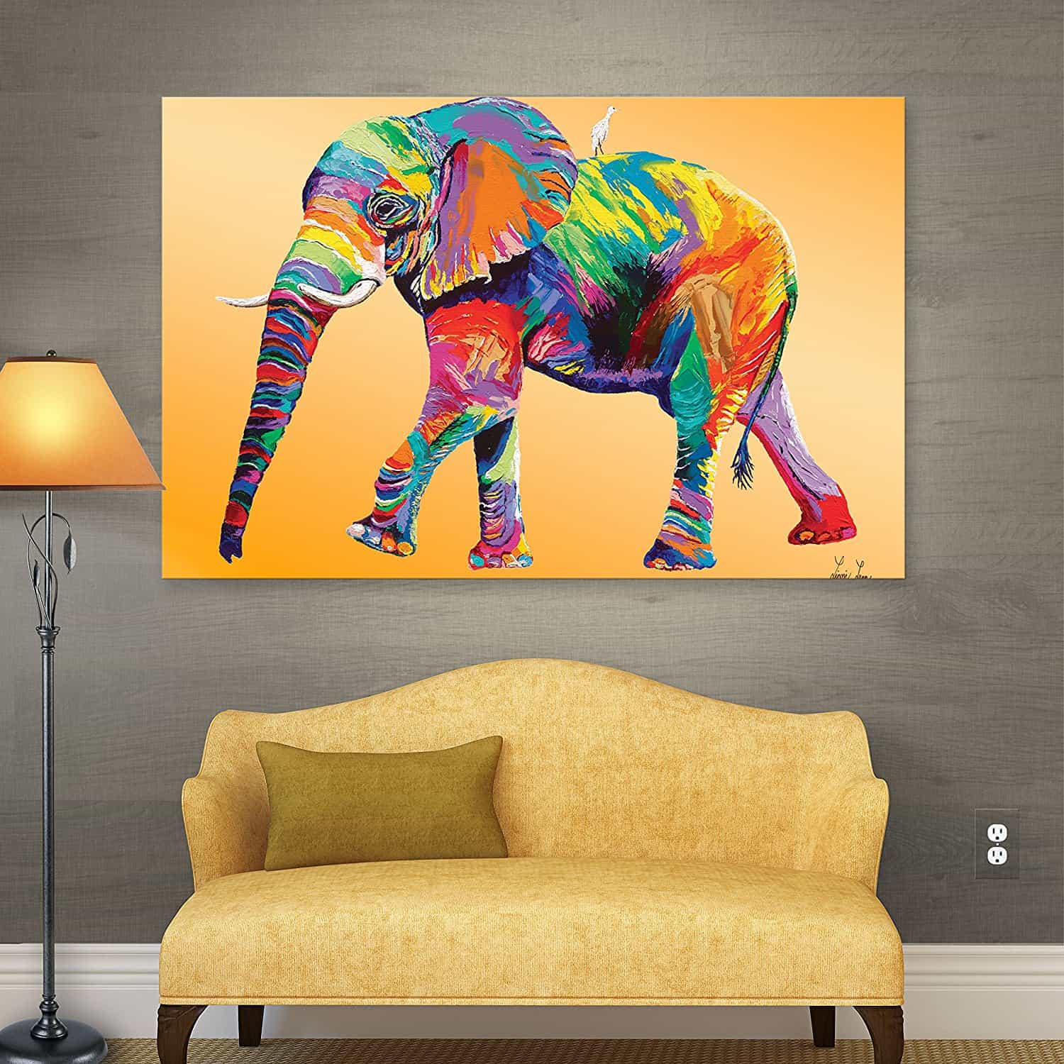 Large 50x50cm Square Canvas Decorative Wall Painting Picture Elephants Print 