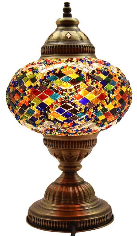 BOSPHORUS Stunning Handmade Turkish Moroccan Mosaic Glass Table Desk Bedside Lamp Light with Bronze Base
