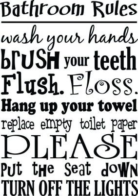 Bathroom Rules wash your hands brush your teeth cute Wall Vinyl Decal Quote Art Saying Sticker