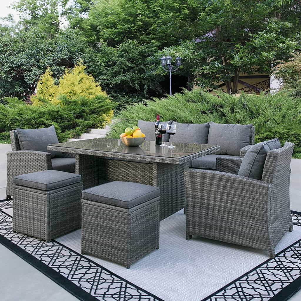 Best Choice Products Complete Outdoor Living Patio Furniture 6-Piece Wicker Dining Sofa Set