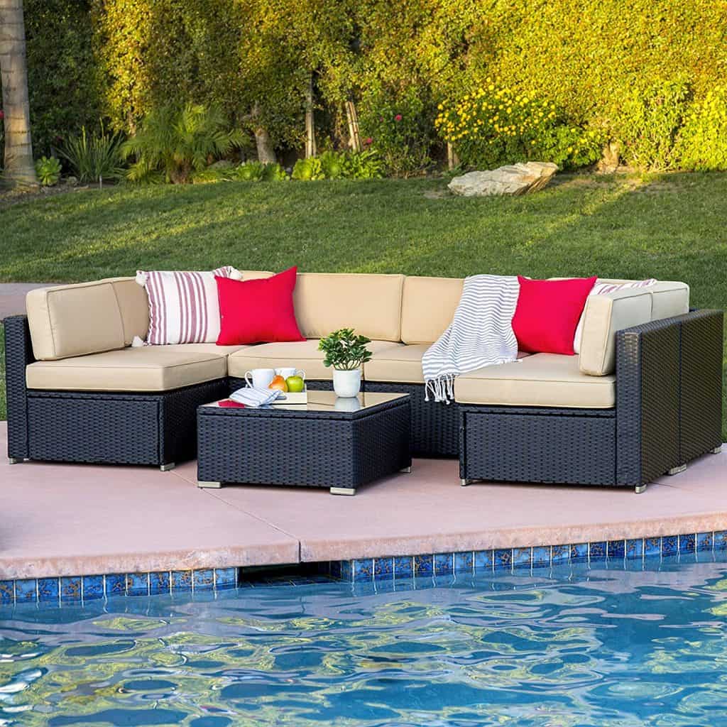 Best ChoiceProducts 7 Piece Outdoor Patio Garden Furniture Wicker Rattan Sofa Set