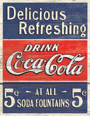 COKE - Delicious 5 Cents Metal Tin Sign