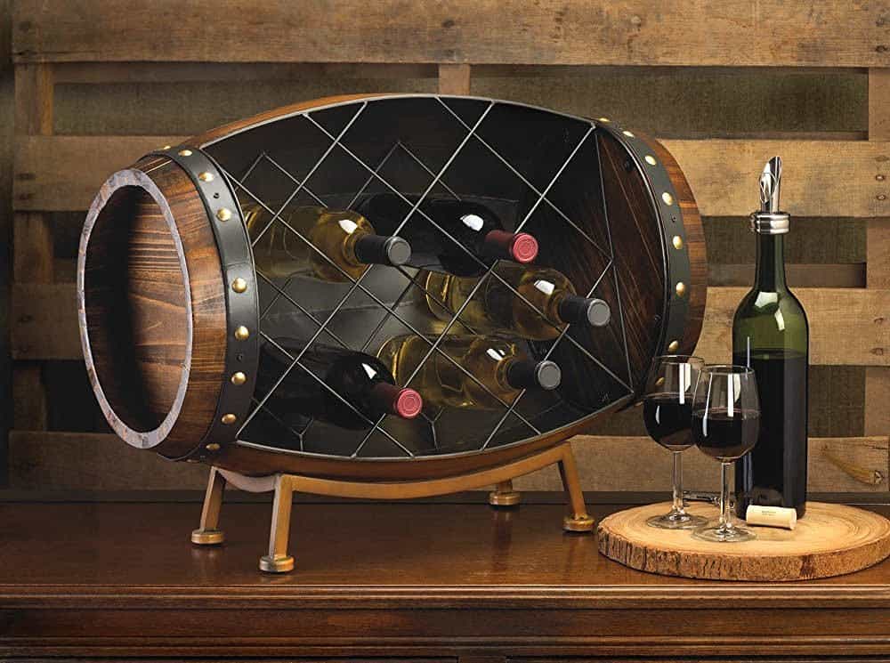 Cask Wine Barrel Bottle Tabletop Rack