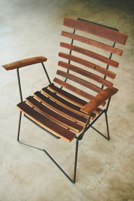 Cask arm chair, handcrafted chair, rustic modern
