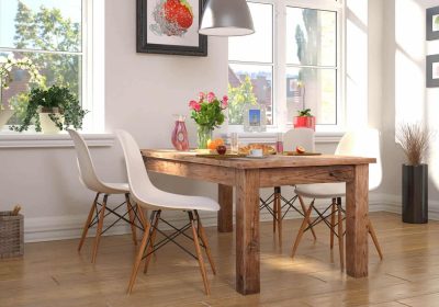 Custom Wood Table with modern chairs