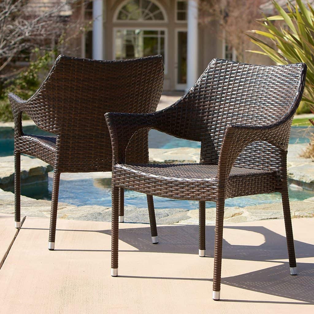 Del Mar Outdoor Brown Wicker Stacking Chairs