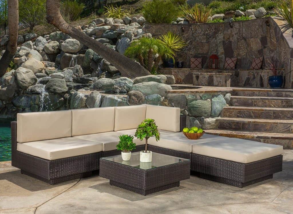 Denise Austin Home Carolyn Outdoor 6-piece Brown Wicker Sofa Set with Cushions