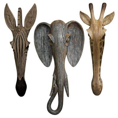 Design Toscano Animal Masks of The Savannah Wall Sculptures, Set of 3, Multicolor