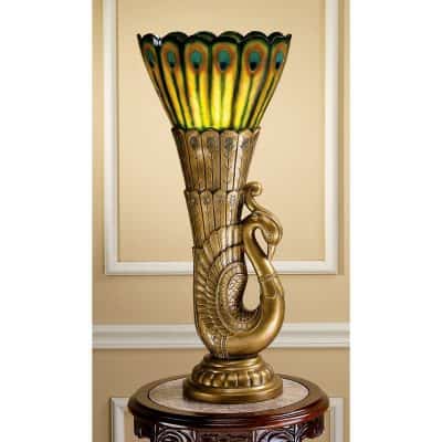 Design Toscano Art Deco Peacock Sculptural Table Lamp