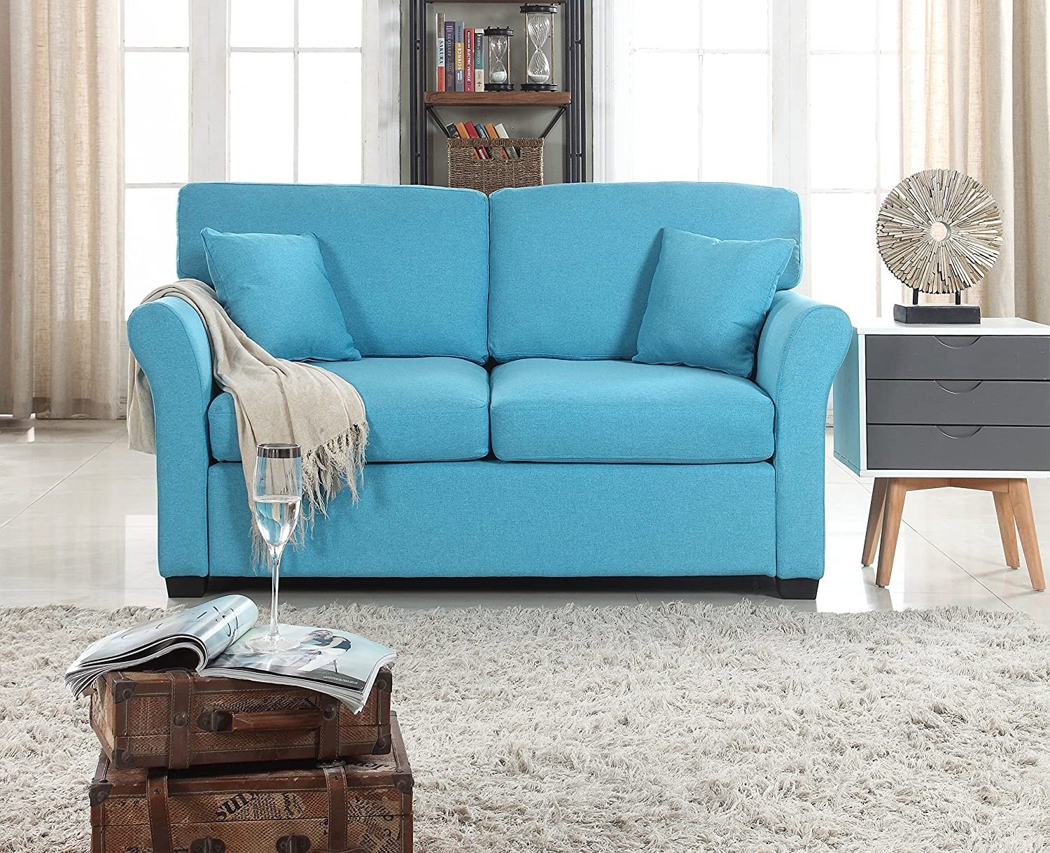 Divano Roma Furniture Classic Sofas, Blue