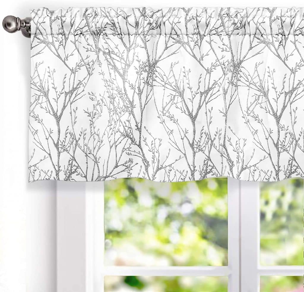 DriftAway Tree Branch Abstract Ink Printing Lined Thermal Insulated Window Curtain Valance Rod Pocket