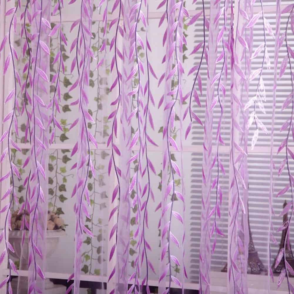 Edal Willow Tulle Voile Door Window Curtain Drape Panel Sheer Scarf Valances Purple