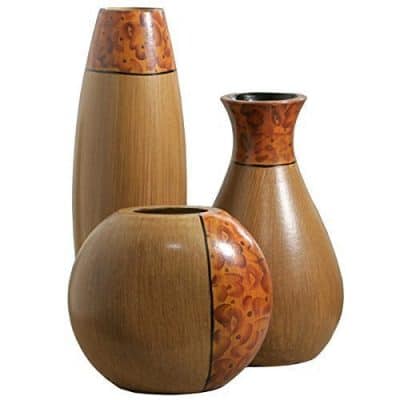 Elegant Expressions by Hosley Burlwood Vases, Set of 3