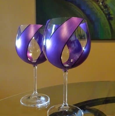 Elegant Purple Swirl' Made to Order Hand painted wine glasses