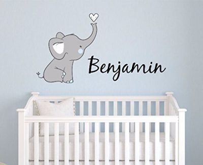 Elephant Family Group Heart Nursery Bedroom Childrens Wall Decal Sticker Art 