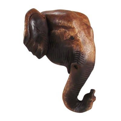 Elephant Head Trophy Mount Hand Carved