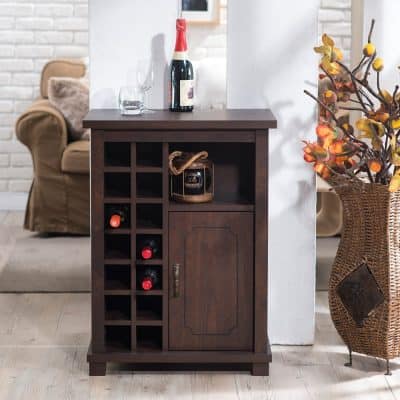 Furniture of America Curacious Wine Rack with Storage Cabinet
