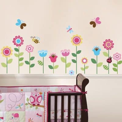 Garden Flowers Baby Nursery Peel & Stick Wall Sticker Decals