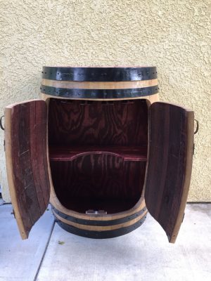 Half Oak Wine Barrel Cabinet