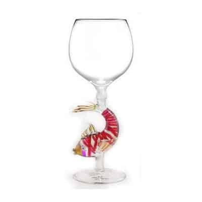Hand Blown Red Koi Wine Glass by Yurana Designs