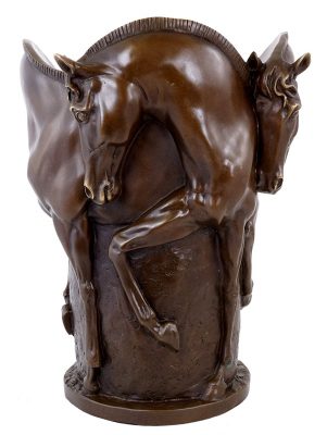 Horse Bronze Vase - signed Milo