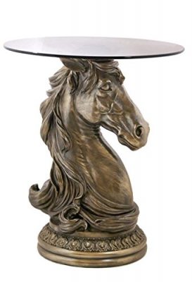 Horse Head Cold Cast Decorative End Table