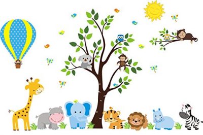 Hot Air Balloon Wall Decal - Cute Animal Stickers