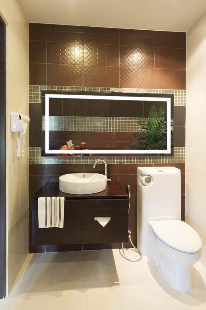 Krugg Large 60 Inch X 30 Inch LED Bathroom Mirror Lighted Vanity Mirror Includes Dimmer & Defogger Wall Mount Vertical or Horizontal Installation