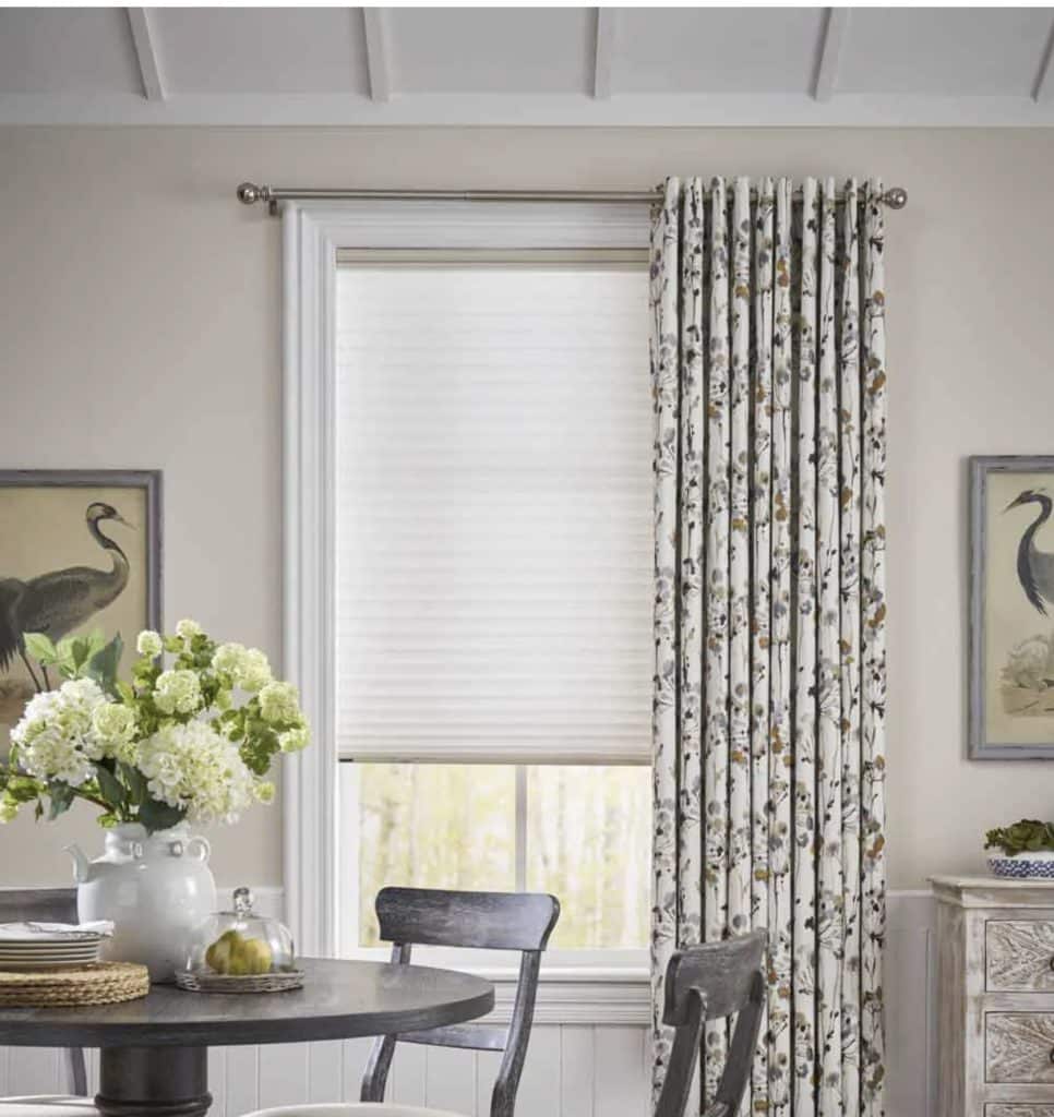 windows with blinds and curtains