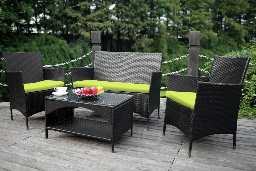 Merax 4-piece Outdoor PE Rattan Wicker Sofa and Chairs