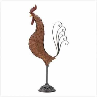 Metal Rooster Wrought Iron Outdoor Garden Yard Statue by Gifts & Decor