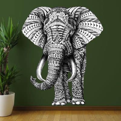 My Wonderful Walls Animal Art Ornate Elephant Wall Sticker Decal by BioWorkZ