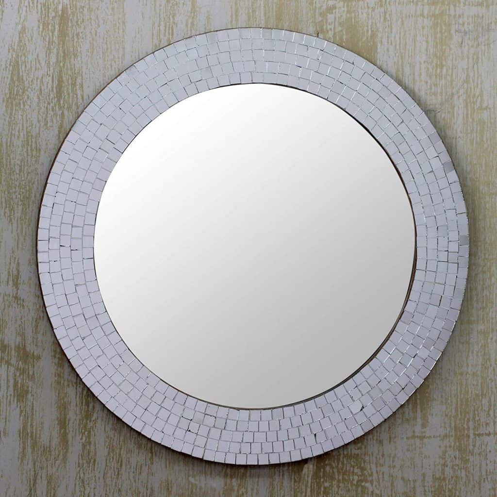NOVICA Mosaic Glass Circle Wall Mounted Mirror Idea