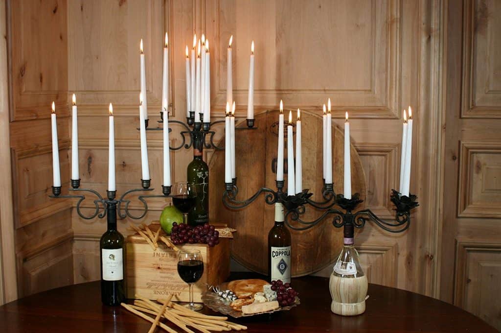 Old River Road Wine Bottle Candelabra, Holds Nine Candles