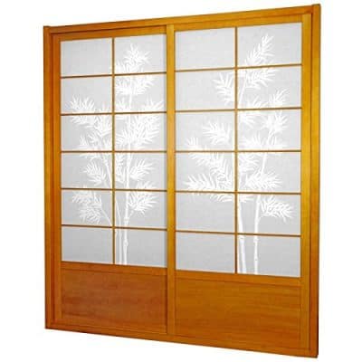 Oriental Furniture 7 ft. Tall Bamboo Tree Shoji Sliding Door Kit - Honey