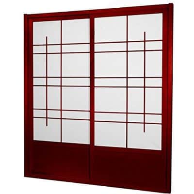 Oriental Furniture 7 ft. Tall Eudes Shoji Sliding Door Kit (Double - Sided) - Rosewood