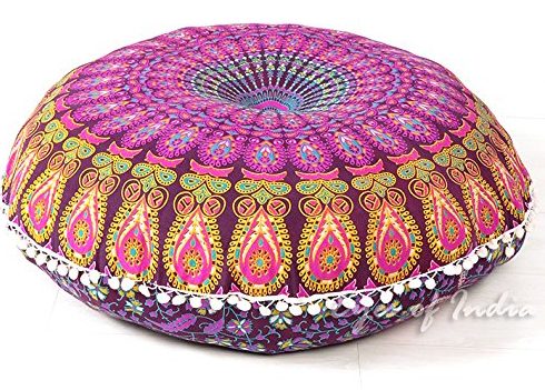 PURPLE MANDALA FLOOR PILLOW CUSHION COVER HIPPIE Decorative Bohemian Decor