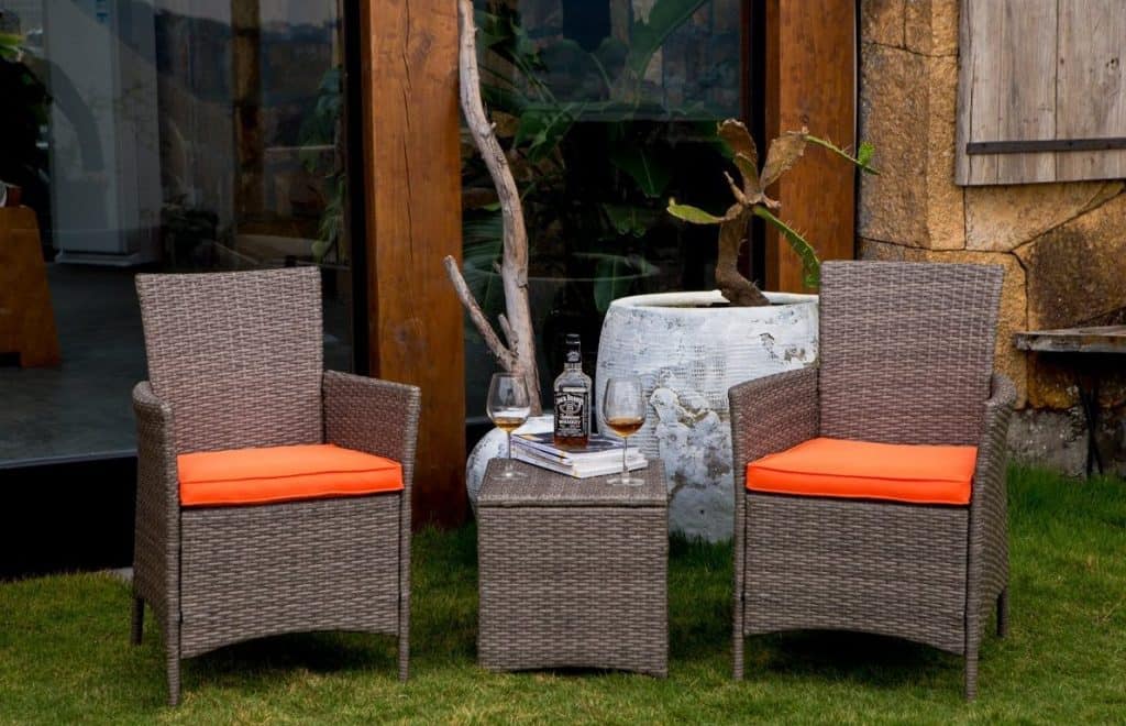 Patio Festival 3 Piece WickerRattan Chair and Side Table Set