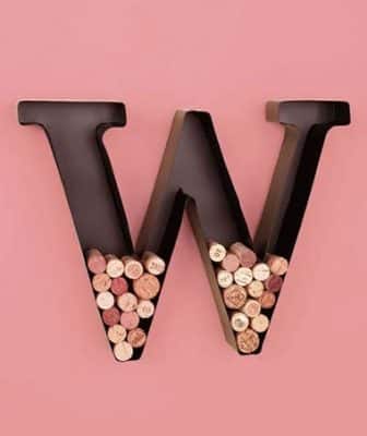 Personalized Letter W Metal Wall Wine Cork Holder
