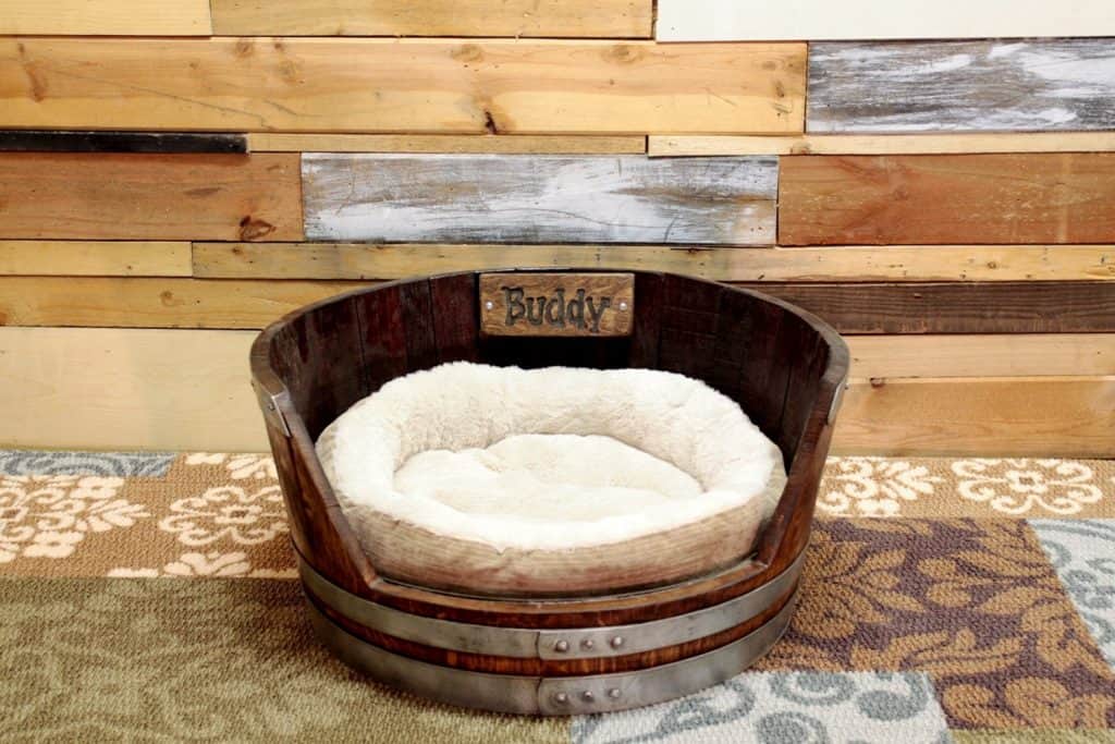 Personalized Wine Barrel Dog Bed