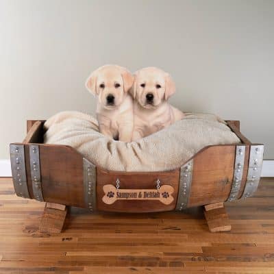 Personalized Wine Barrel Pet Bed Large