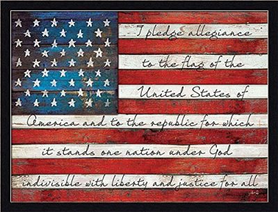Pledge of Allegiance Liberty and Justice for All American Flag Framed Art Print