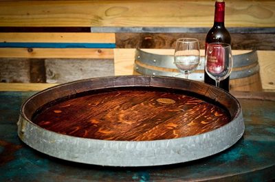 Rare XL Wine Barrel Top Lazy Susan