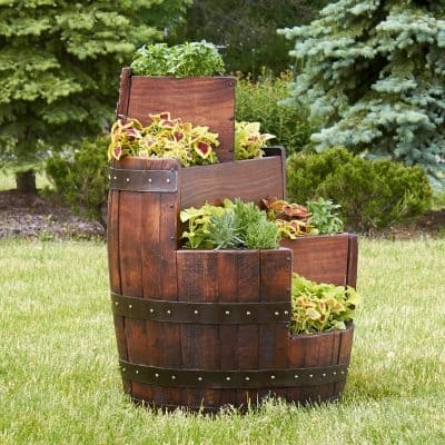 Reclaimed Three-Tier Barrel Planter