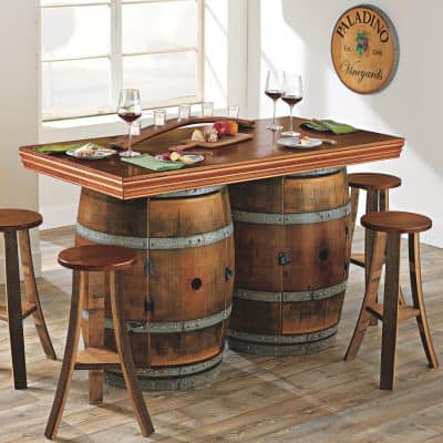 Reclaimed Wine Barrel BarIsland Set