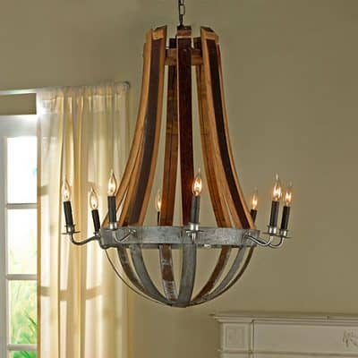 Reclaimed Wine Barrel Stave Chandelier