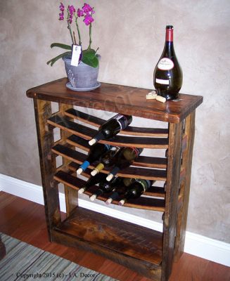 Reclaimed wood and wine stave wine rack