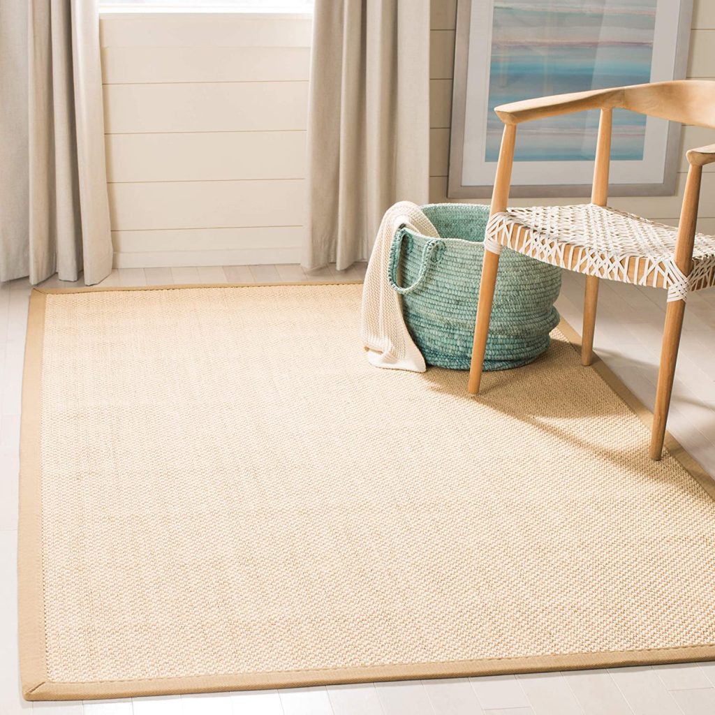 Safavieh Natural Fiber Collection NF141B Tiger Paw Weave Maize and Linen Sisal Area Rug