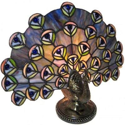 Standard Specialty 1474 Pretty Tiffany Peacock Table Lamp